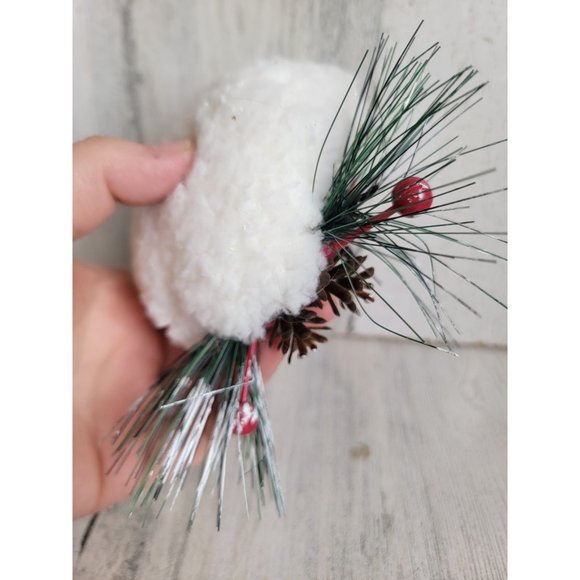 White owl plaid Pinecone winter ornament Xmas - Picture 6 of 7